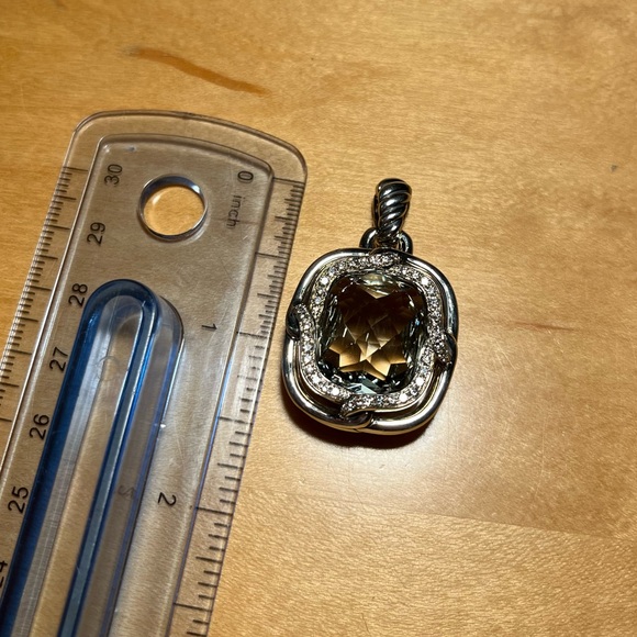 David Yurman Sterling Silver Diamond Prasiolite Labyrinth Enhancer Pendant - Picture 16 of 16